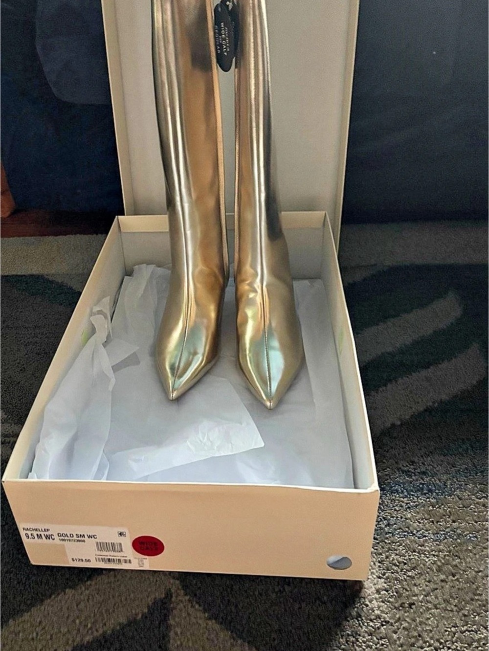 On 34th Rachelle Stovepipe Knee High Boots Gold Heeled Boots US 9.5 W
